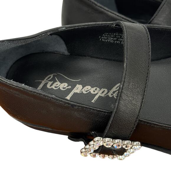 Free People Rumor Diamante Mary Jane Flats Women's 6 Loafers Black Crystal NEW - Picture 12 of 14